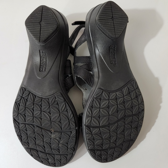 Merrell Select Fresh Air Cushion Black Leather Performance Sandals Size 8 - Picture 10 of 13